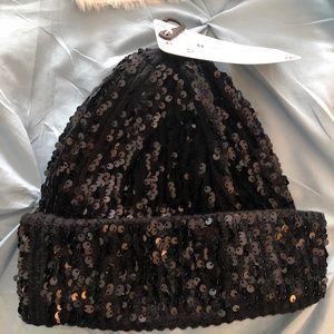 Zara ribbed sequin beanie
